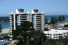Oceanside Twin Towers Resort, as seen from Mt Maunganui