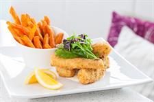 Dukkah crusted orange roughy w/ kumara fries