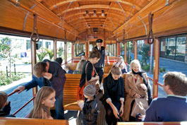 Passengers aboard Auckland Tram