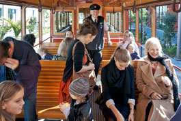 Passengers aboard Auckland Tram