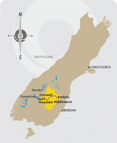 Location of the Rail Trail in comparison to the South Island of New Zealand