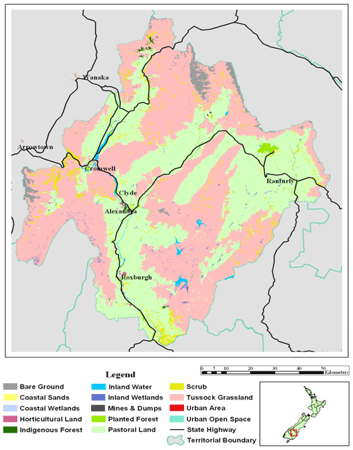 Land type per Area in Central Otago