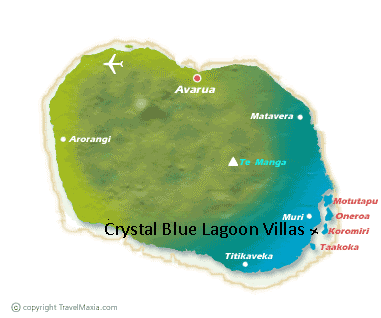 Rarotonga island map location for Crystal Blue Lagoon