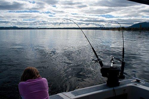 Deep trolling with downriggers.