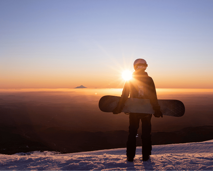 skiing watching the sunrise 