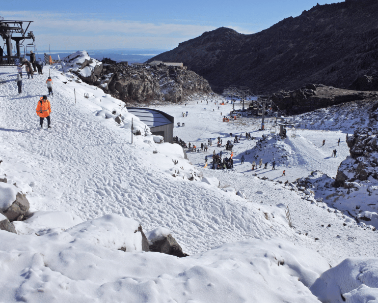 skiiers wanting to ski on the part 