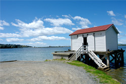 Whangateau Holiday Park is near Whangateau Harbour in the Hauraki Gulf
